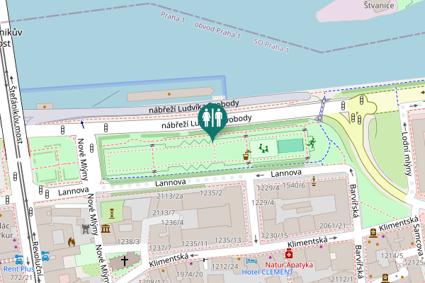 Map showing location of nábřeží Ludvíka Svobody Toilet