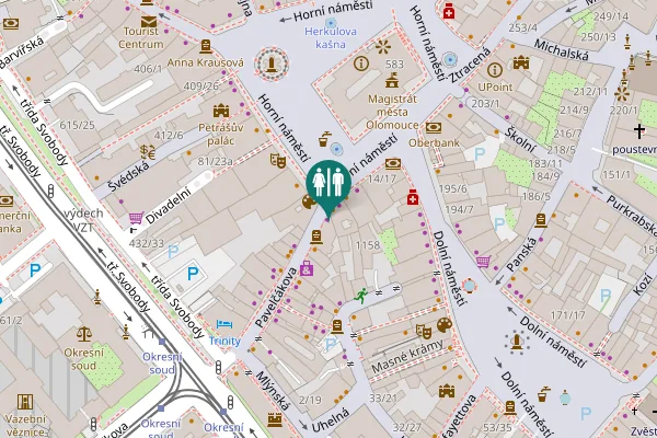 Map showing location of Olomouc Toilet