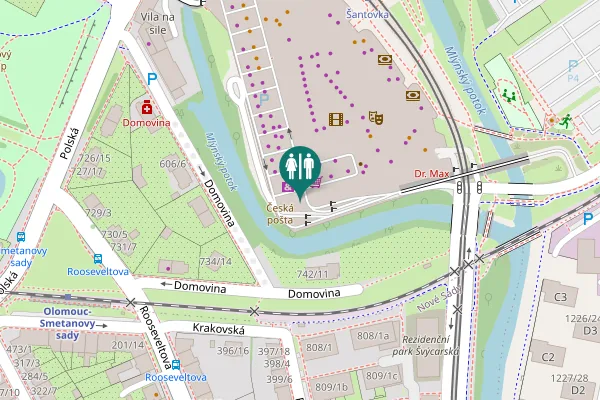 Map showing location of Polská 1 Toilet