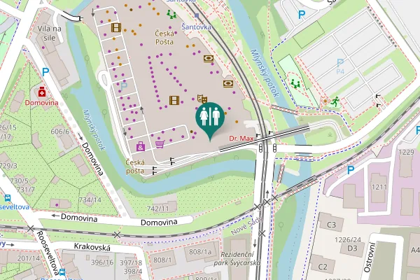 Map showing location of Polská 1 Toilet