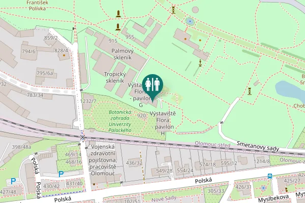 Map showing location of U botanické zahrady 920 Toilet