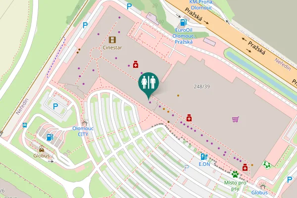 Map showing location of Pražská 255/41 Toilet