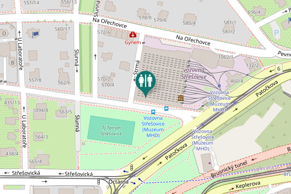 Map showing location of Patočkova 6 Toilet