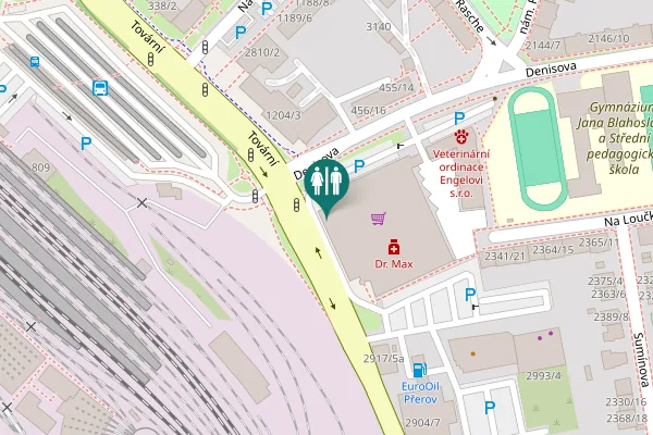 Map showing location of Tovární Toilet