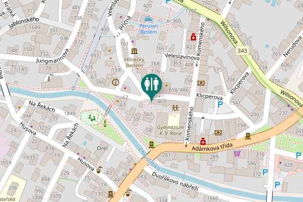 Map showing location of Čelakovského 180 Toilet