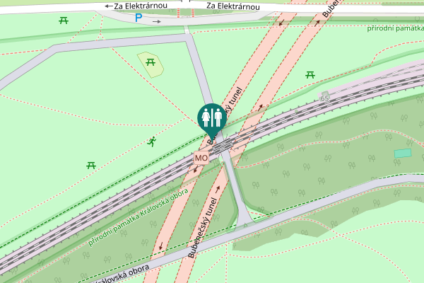 Map showing location of Bubenec Tunnel Toilet