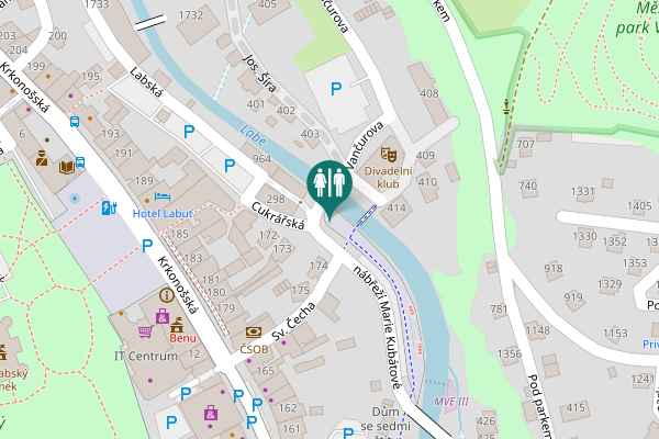 Map showing location of nábřeží Marie Kubátové Toilet