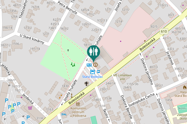 Map showing location of Boleslavská 1452 Toilet