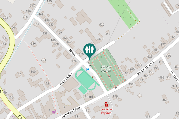 Map showing location of Na Hrádku Toilet