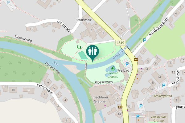 Map showing location of Flösserweg Toilet