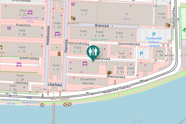 Map showing location of Hradčanská Toilet