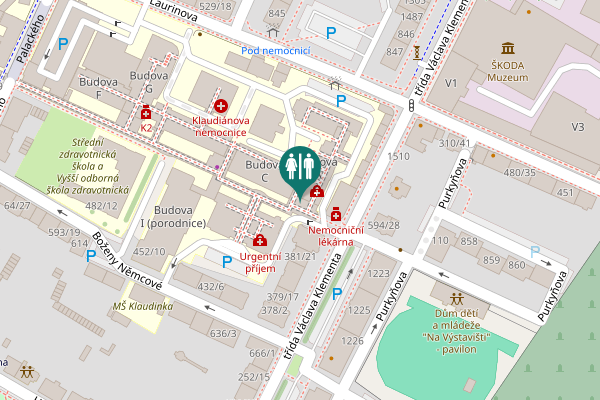 Map showing location of Purkyňova 382/1 Toilet