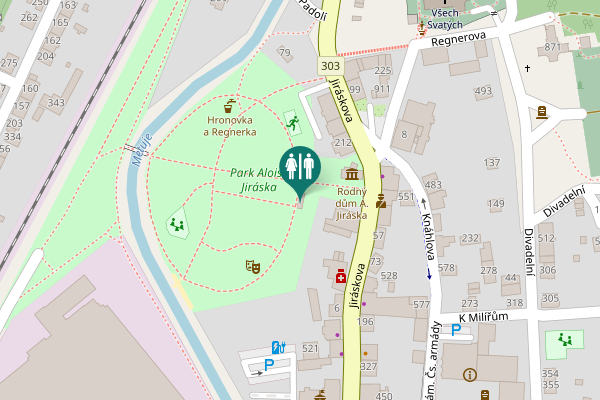 Map showing location of Jiráskova 150 Toilet