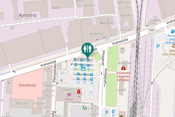 Map showing location of Vrahovická 4804/41i Toilet