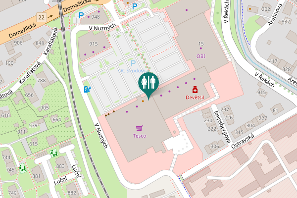 Map showing location of Domažlická 909 Toilet