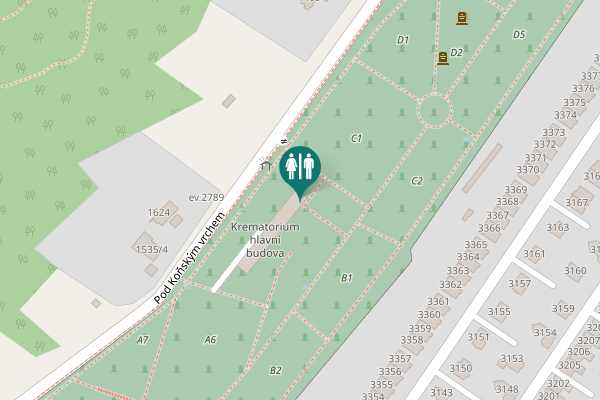 Map showing location of Pod Koňským vrchem 1432/3 Toilet