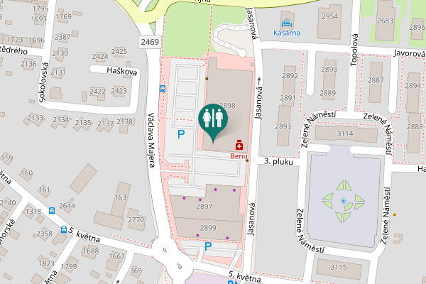 Map showing location of Václava Majera 2898 Toilet