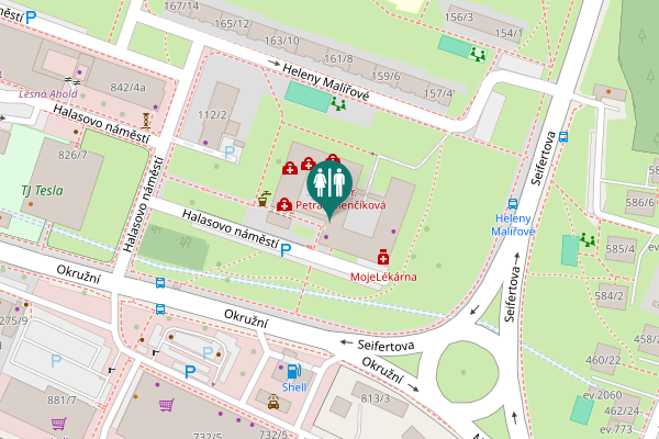 Map showing location of Halasovo náměstí 1 Toilet