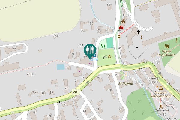 Map showing location of Chříč Toilet