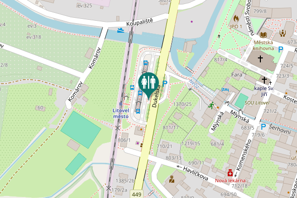Map showing location of Dukelská 1440/2c Toilet