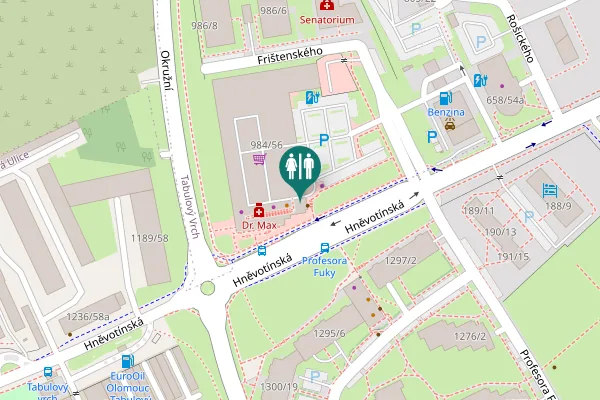 Map showing location of Hněvotínská 984/56 Toilet