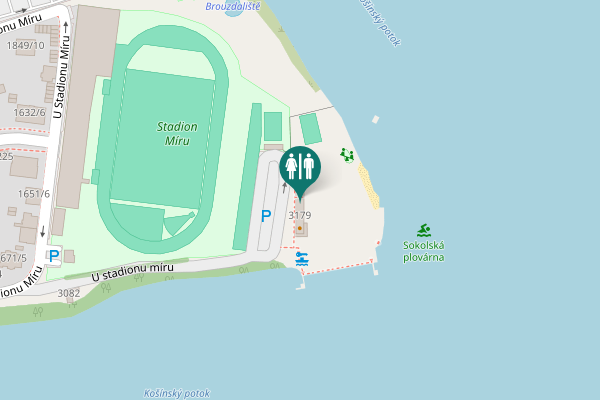 Map showing location of U stadionu míru 3179 Toilet
