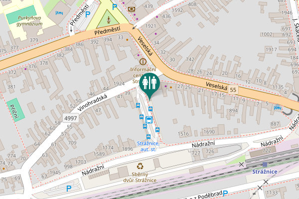 Map showing location of Vinohradská 37 Toilet