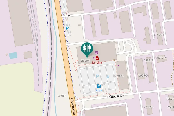 Map showing location of Průmyslová 2699/1 Toilet