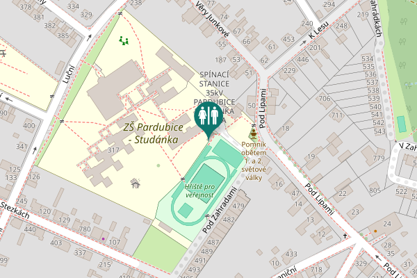 Map showing location of Pod Zahradami 317 Toilet