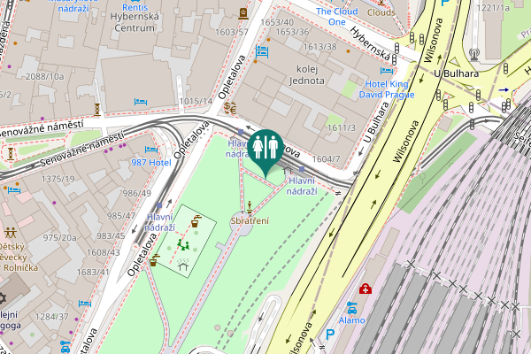 Map showing location of Hlavní nádraží Toilet