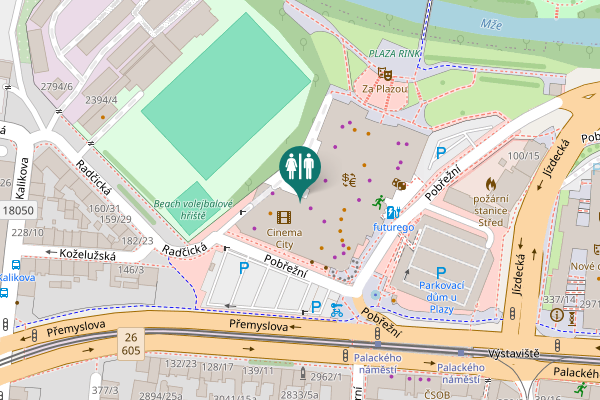 Map showing location of Radčická 2861/2 Toilet