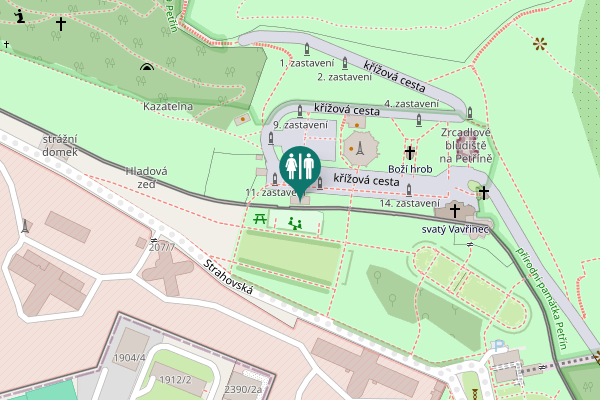 Map showing location of křížová cesta Toilet