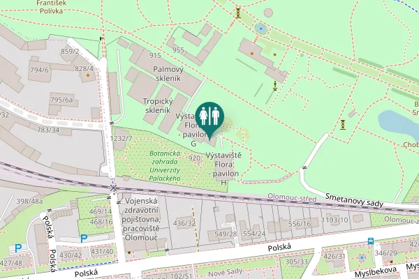 Map showing location of U botanické zahrady 920 Toilet