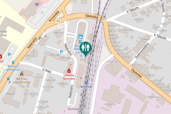 Map showing location of Veřejné WC