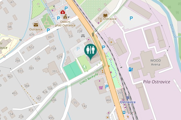 Map showing location of Ostravice Toilet