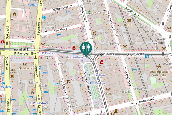 Map showing location of Jugoslávská 16/8 Toilet