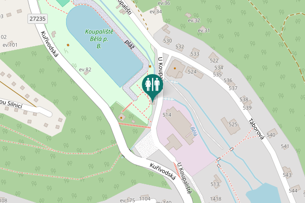 Map showing location of U Koupaliště 514 Toilet