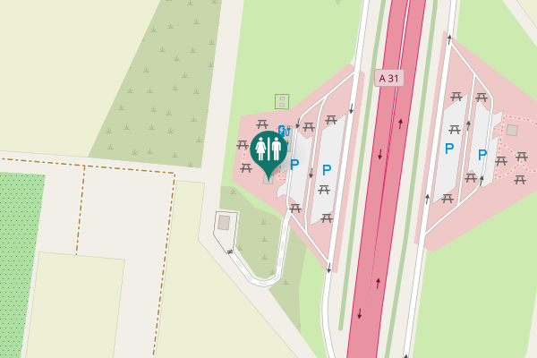 Map showing location of A 31 Toilet