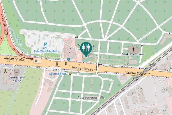 Map showing location of Vaalser Straße 334 Toilet