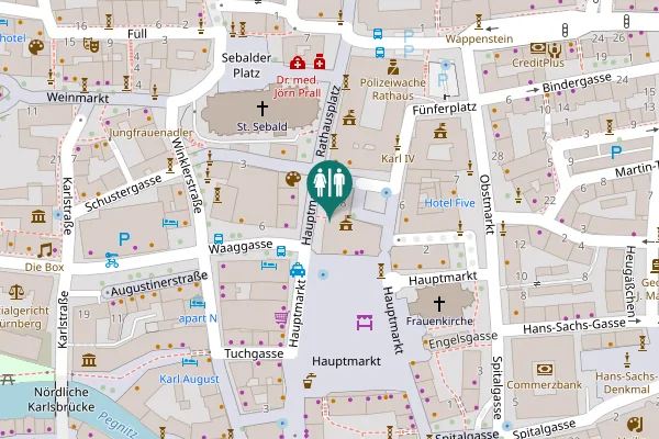 Map showing location of Hauptmarkt 18 Toilet
