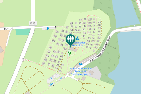 Map showing location of Wochenendplatz Beverblick 1 Toilet