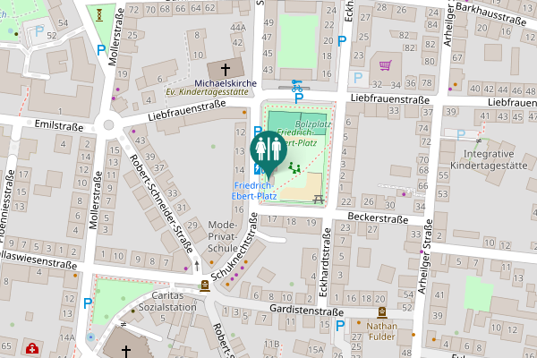 Map showing location of Friedrich-Ebert-Platz 14 Toilet
