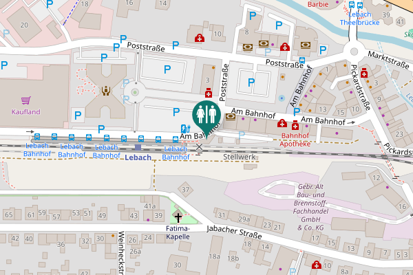 Map showing location of Am Bahnhof Toilet