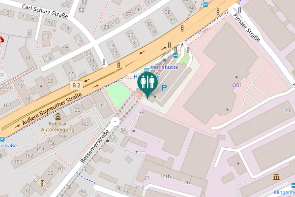 Map showing location of Bessemerstraße 58 Toilet