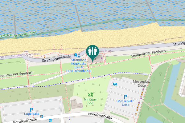 Map showing location of Strandbad Kugelbake
