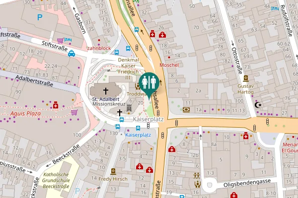Map showing location of Heinrichsallee Toilet
