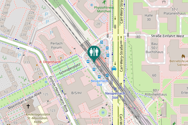 Map showing location of Schindlerplatz Toilet