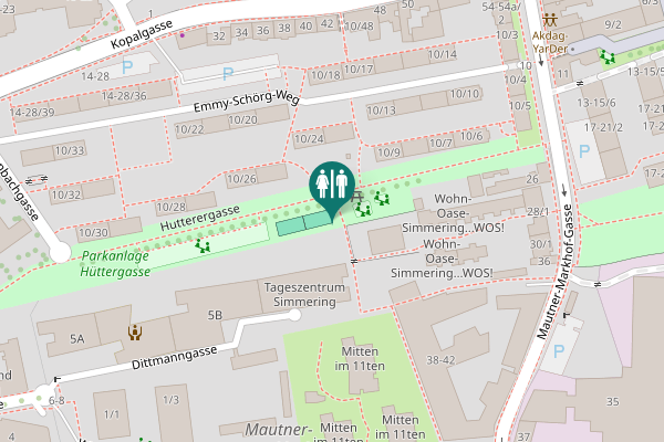Map showing location of Hutterergasse Toilet