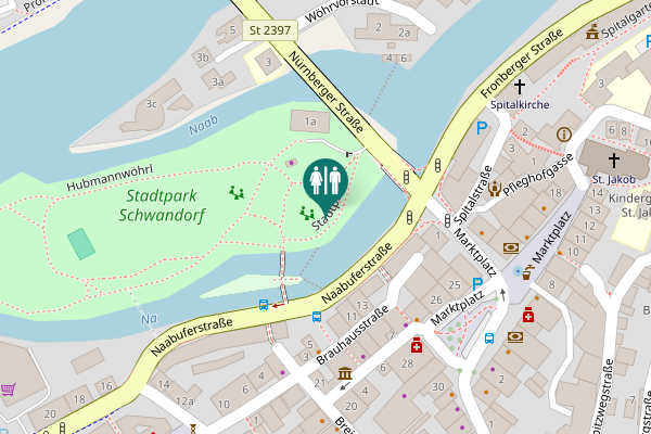 Map showing location of Stadtpark Toilet