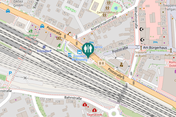 Map showing location of Hans-Jaax-Platz Toilet